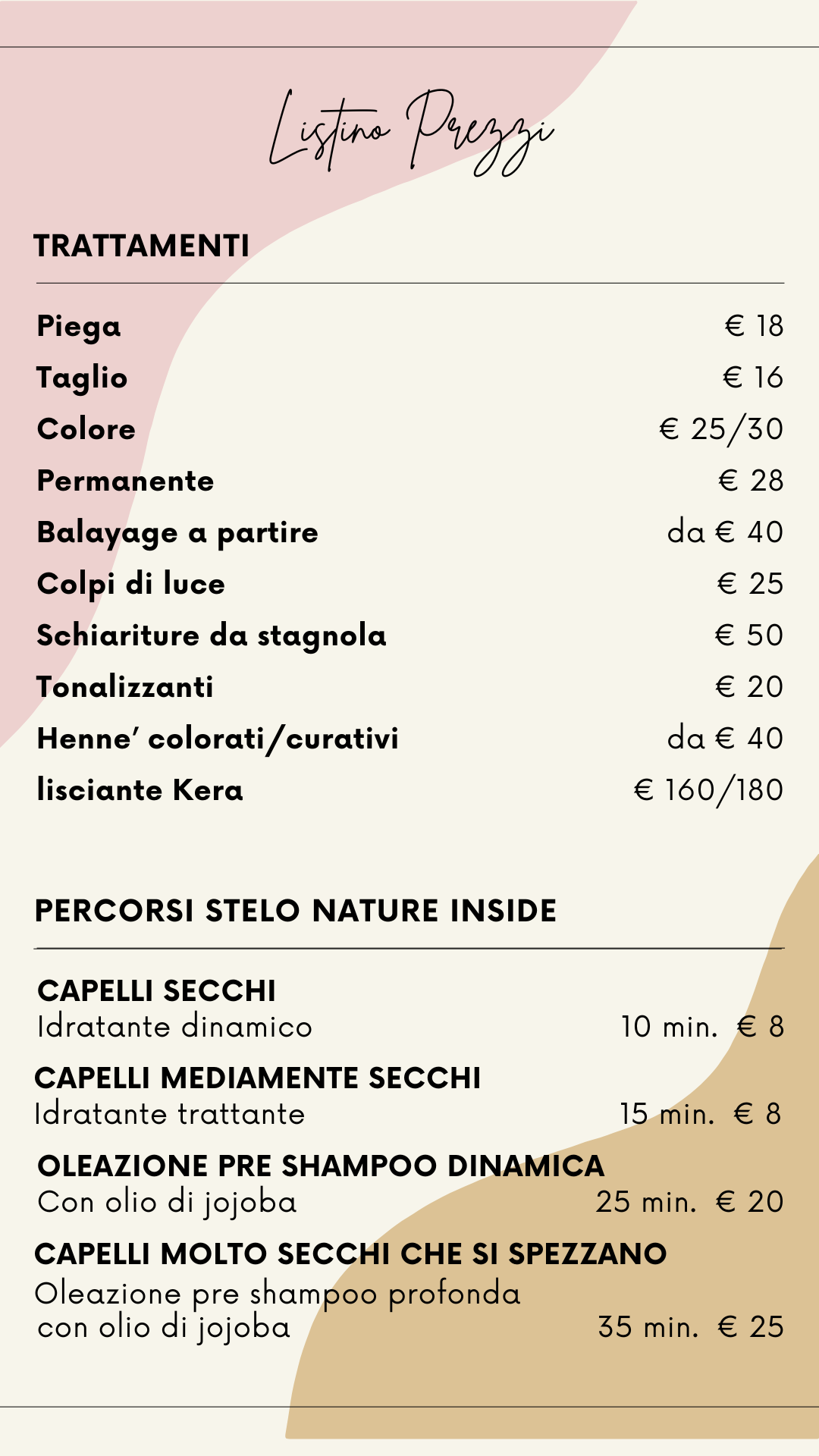 Trattamenti e Listino